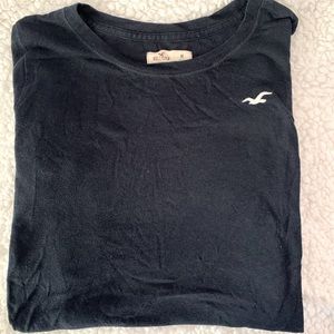 Holister Navy Long Sleeve Logo Tee, Thin Layer